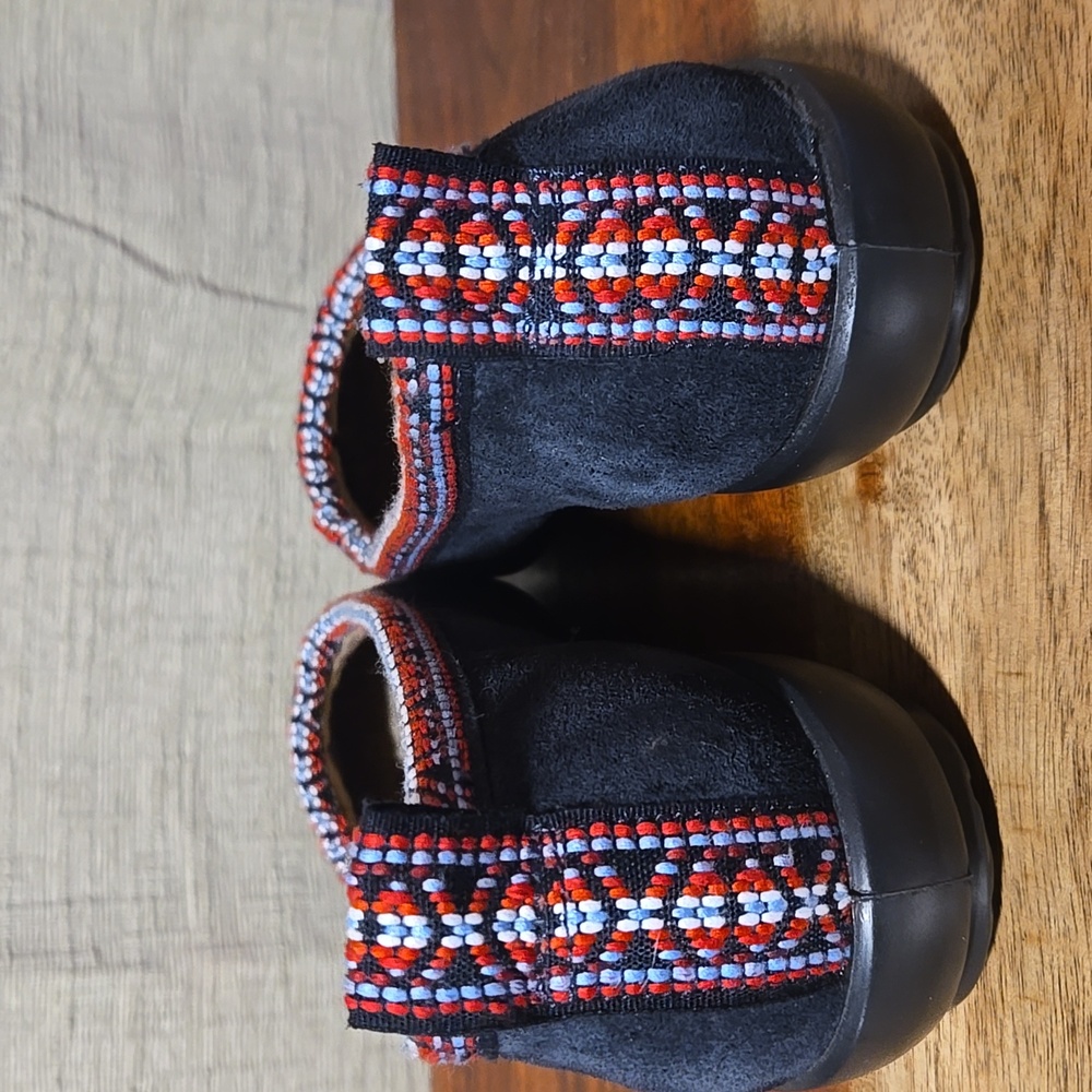 Hotter Black Suede Women's Slippers with Colorful Trim - 6M - Picture 5 of 7